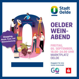 Shoppen und kostenlos Wein geniesen – 5. Sept. in Oelder Innenstadt Shoppen und kostenlos Wein geniesen – 5. Sept. in Oelder Innenstadt