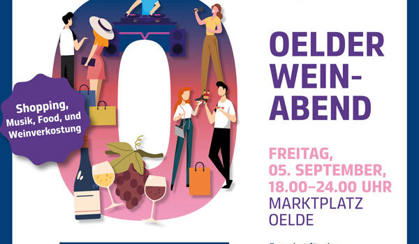 Shoppen und kostenlos Wein geniesen – 5. Sept. in Oelder Innenstadt Shoppen und kostenlos Wein geniesen – 5. Sept. in Oelder Innenstadt