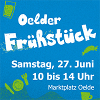 Gemeinsames Oelder Frühstück auf dem Marktplatz am Sa. 27. Juni Gemeinsames Oelder Frühstück auf dem Marktplatz am Sa. 27. Juni
