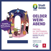 Shoppen und kostenlos Wein geniesen – 4. Sept. in Oelder Innenstadt Shoppen und kostenlos Wein geniesen – 4. Sept. in Oelder Innenstadt